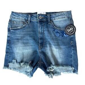 Womens Large A2‎ Jeans Jean Shorts SA Jeans Los Angeles Embroidered Raw Hem NEW
